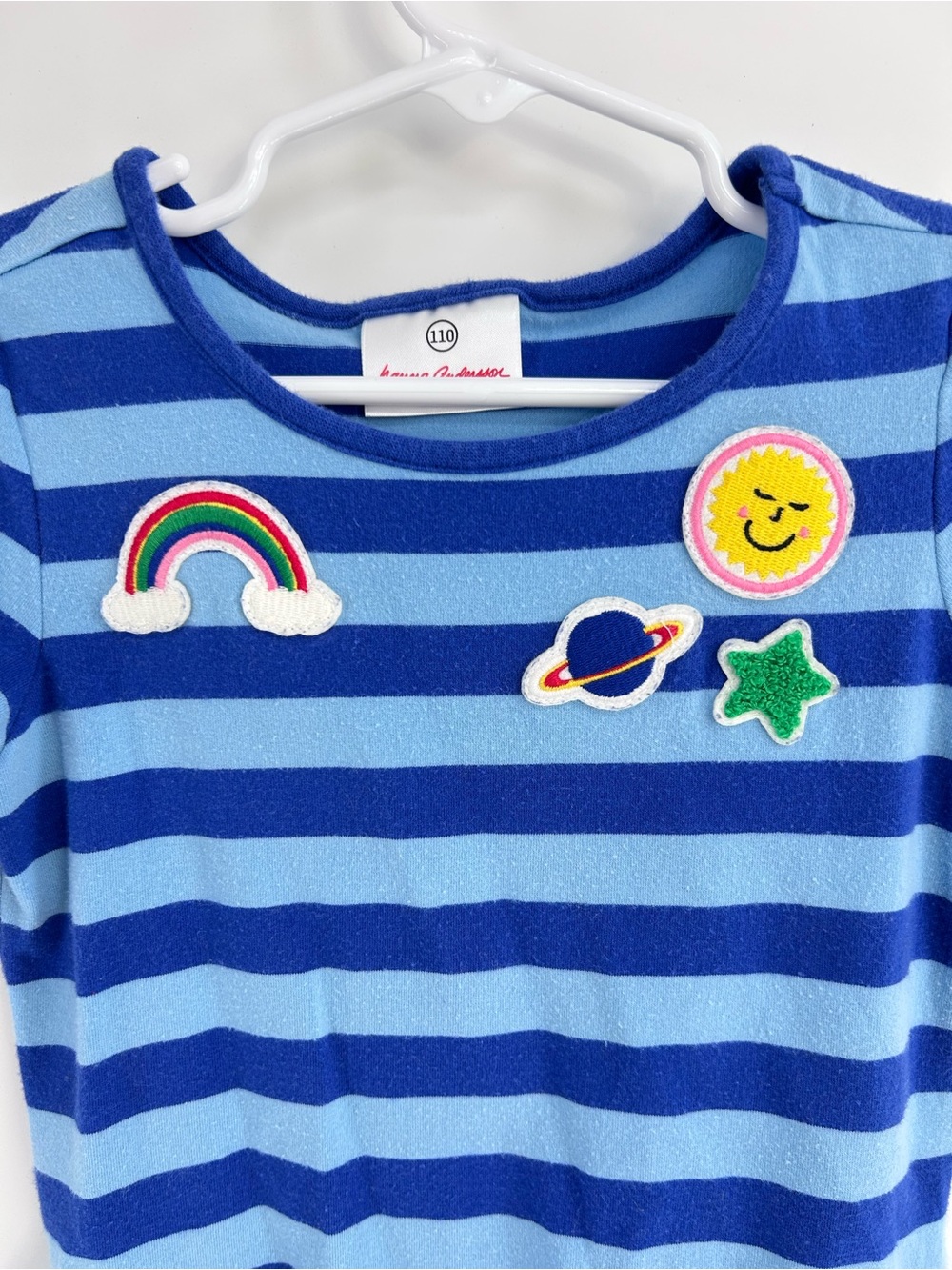 Hanna Andersson Blue Striped Girls Tiered Dress - Size 5 - Picture 3 of 5